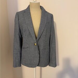 Classic Navy and White Houndstooth Women's Blazer